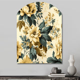 Vintage Farmhouse Peonies Damask - Asymmetric Metal Wall Art