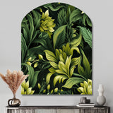 Tropical Green Jungle Damask - Asymmetric Metal Wall Art