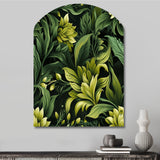 Tropical Green Jungle Damask - Asymmetric Metal Wall Art