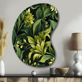 Tropical Green Jungle Damask - Asymmetric Metal Wall Art