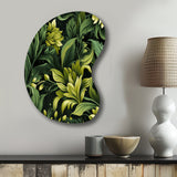 Tropical Green Jungle Damask - Asymmetric Metal Wall Art