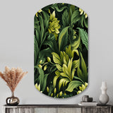 Tropical Green Jungle Damask - Asymmetric Metal Wall Art