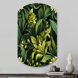 Tropical Green Jungle Damask - Asymmetric Metal Wall Art