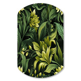 Tropical Green Jungle Damask - Asymmetric Metal Wall Art