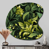 Tropical Green Jungle Damask - Asymmetric Metal Wall Art