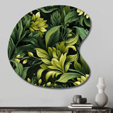 Tropical Green Jungle Damask - Asymmetric Metal Wall Art