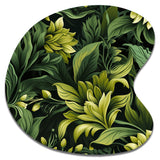 Tropical Green Jungle Damask - Asymmetric Metal Wall Art