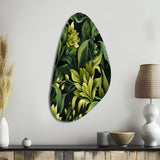 Tropical Green Jungle Damask - Asymmetric Metal Wall Art