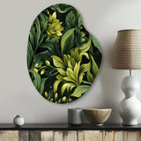 Tropical Green Jungle Damask - Asymmetric Metal Wall Art