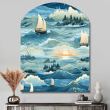 Coastal Tranquility Seaside Landscape - Asymmetric Metal Wall Art