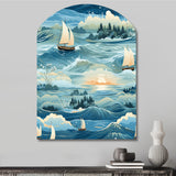 Coastal Tranquility Seaside Landscape - Asymmetric Metal Wall Art