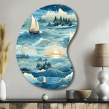 Coastal Tranquility Seaside Landscape - Asymmetric Metal Wall Art