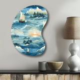 Coastal Tranquility Seaside Landscape - Asymmetric Metal Wall Art