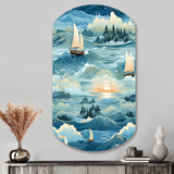 Coastal Tranquility Seaside Landscape - Asymmetric Metal Wall Art