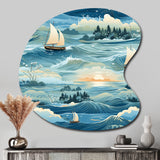 Coastal Tranquility Seaside Landscape - Asymmetric Metal Wall Art