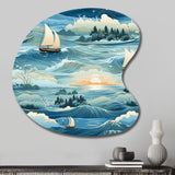 Coastal Tranquility Seaside Landscape - Asymmetric Metal Wall Art