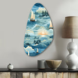 Coastal Tranquility Seaside Landscape - Asymmetric Metal Wall Art