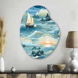 Coastal Tranquility Seaside Landscape - Asymmetric Metal Wall Art