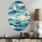 Coastal Tranquility Seaside Landscape - Asymmetric Metal Wall Art