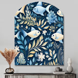 Coastal Tranquility Seaside Fish Pattern - Asymmetric Metal Wall Art