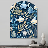 Coastal Tranquility Seaside Fish Pattern - Asymmetric Metal Wall Art