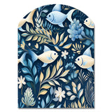 Coastal Tranquility Seaside Fish Pattern - Asymmetric Metal Wall Art