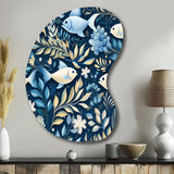 Coastal Tranquility Seaside Fish Pattern - Asymmetric Metal Wall Art