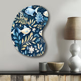 Coastal Tranquility Seaside Fish Pattern - Asymmetric Metal Wall Art