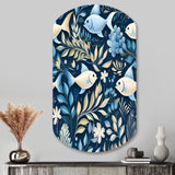 Coastal Tranquility Seaside Fish Pattern - Asymmetric Metal Wall Art