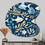 Coastal Tranquility Seaside Fish Pattern - Asymmetric Metal Wall Art