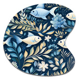 Coastal Tranquility Seaside Fish Pattern - Asymmetric Metal Wall Art