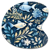 Coastal Tranquility Seaside Fish Pattern - Asymmetric Metal Wall Art