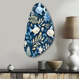 Coastal Tranquility Seaside Fish Pattern - Asymmetric Metal Wall Art