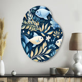 Coastal Tranquility Seaside Fish Pattern - Asymmetric Metal Wall Art