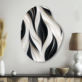 White And Black Minimalist Elegance - Asymmetric Metal Wall Art