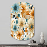 Blue And Beige Geometric Floral Fusion Elegance - Asymmetric Metal Wall Art