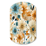 Blue And Beige Geometric Floral Fusion Elegance - Asymmetric Metal Wall Art