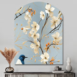 Minimalist Blue And White Bird Paradise - Asymmetric Metal Wall Art