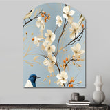 Minimalist Blue And White Bird Paradise - Asymmetric Metal Wall Art