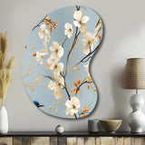 Minimalist Blue And White Bird Paradise - Asymmetric Metal Wall Art