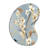 Minimalist Blue And White Bird Paradise - Asymmetric Metal Wall Art