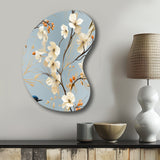 Minimalist Blue And White Bird Paradise - Asymmetric Metal Wall Art