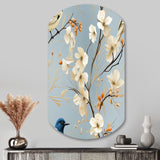 Minimalist Blue And White Bird Paradise - Asymmetric Metal Wall Art