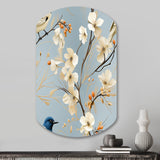 Minimalist Blue And White Bird Paradise - Asymmetric Metal Wall Art