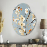 Minimalist Blue And White Bird Paradise - Asymmetric Metal Wall Art