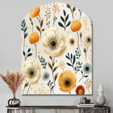 White And Yellow Playful Poppy Blossom Radiance - Asymmetric Metal Wall Art