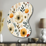 White And Yellow Playful Poppy Blossom Radiance - Asymmetric Metal Wall Art