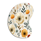 White And Yellow Playful Poppy Blossom Radiance - Asymmetric Metal Wall Art