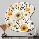 White And Yellow Playful Poppy Blossom Radiance - Asymmetric Metal Wall Art