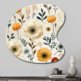 White And Yellow Playful Poppy Blossom Radiance - Asymmetric Metal Wall Art